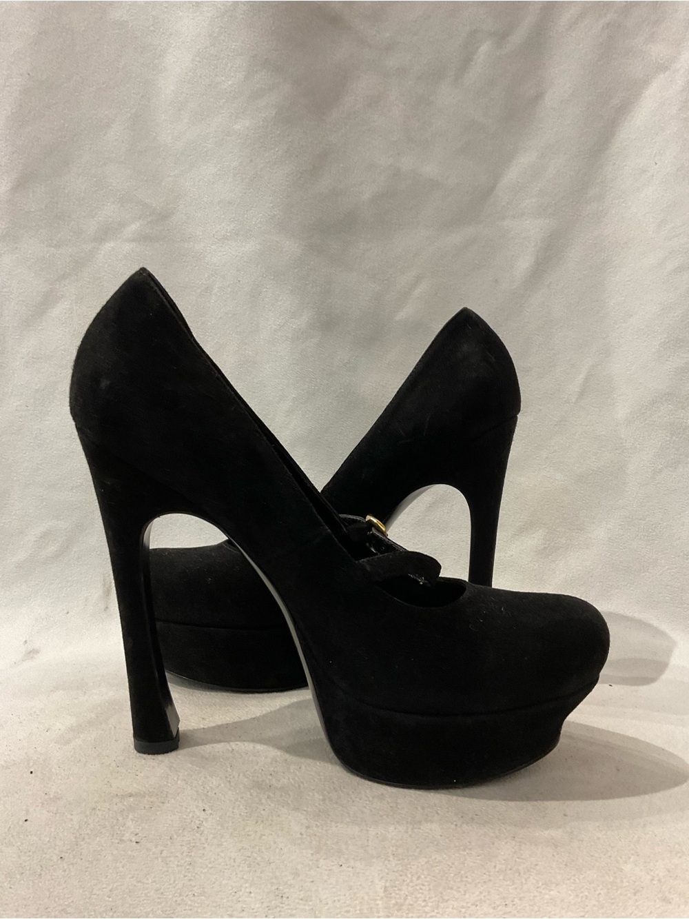 Yves Saint Laurent Black Suede Platform Pumps